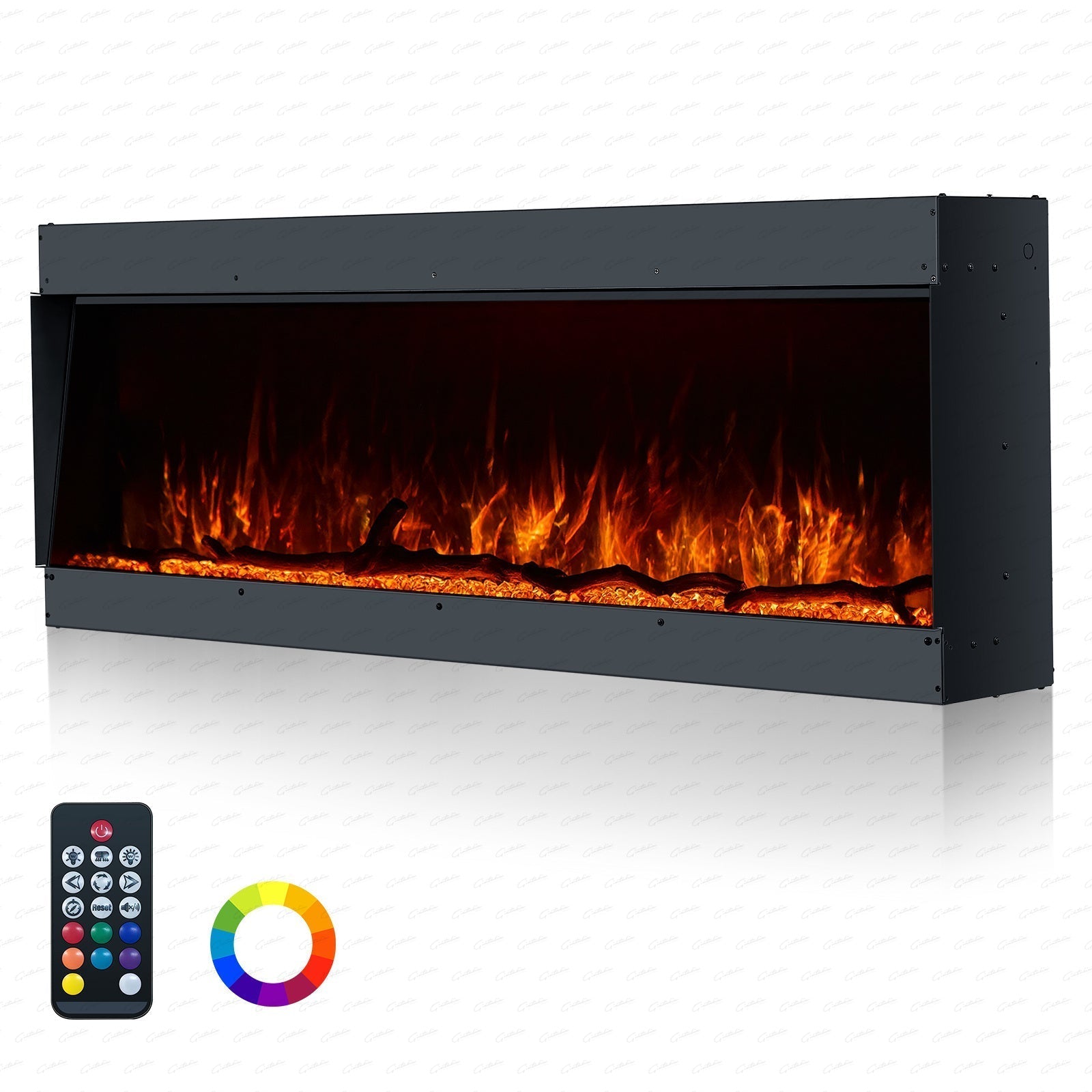 Clarence Borderless Electric Fire Insert in Black-Renaissance Design Studio