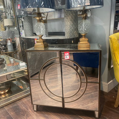 Claridge 2 door fabulous mirrored small sideboard / cabinet . unwrapped as ex display . View and pay Instore only