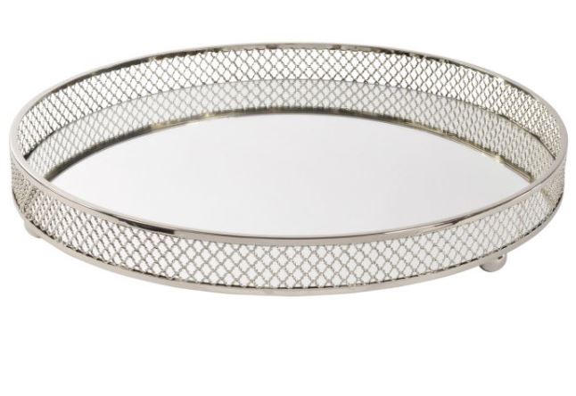 Clarins Large Round Nickel Plated Mirror Tray reduced less than half price-Table Tray-Renaissance Design Studio