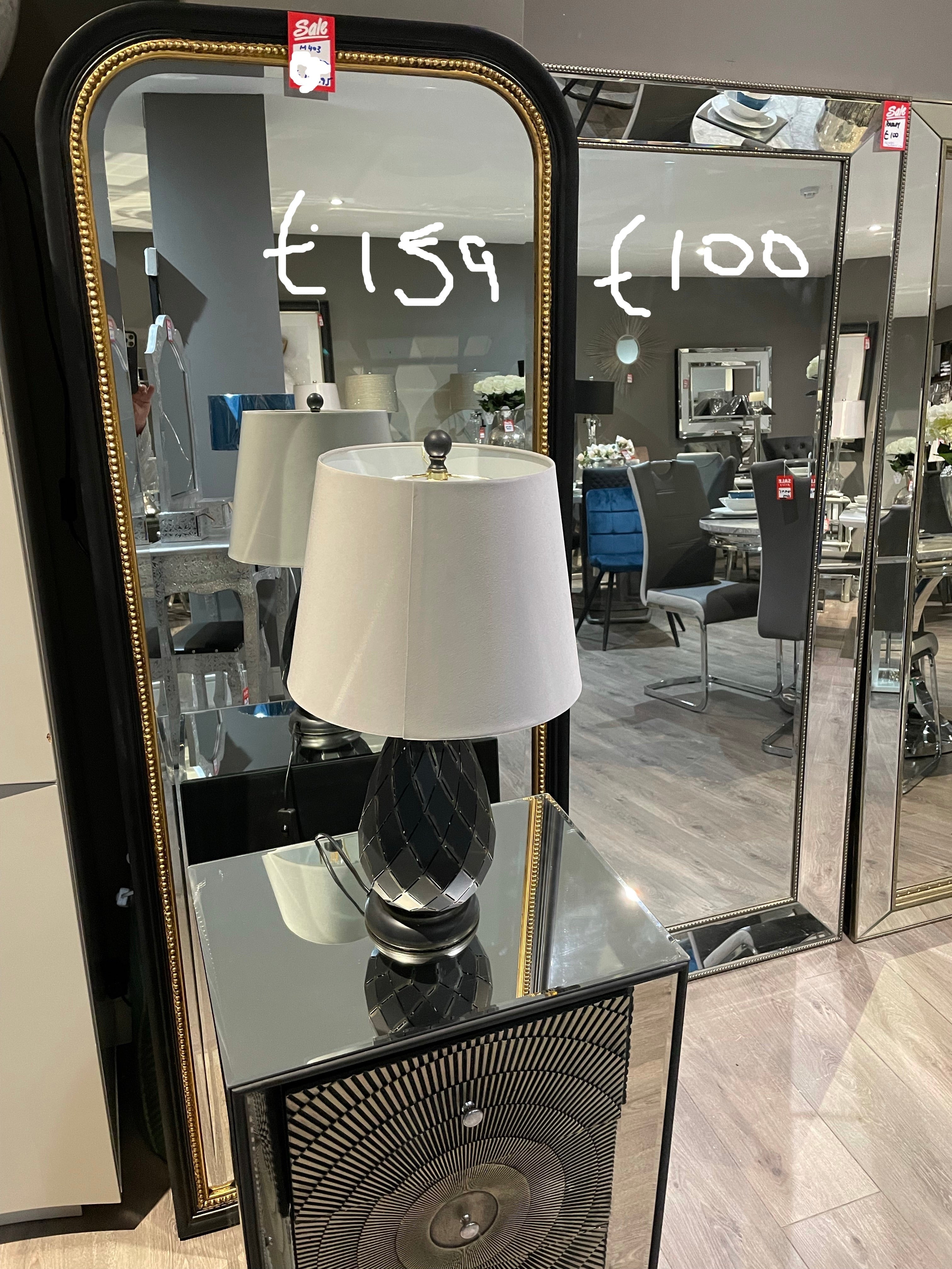 Clearance Mirror view in clearance depot Black with gold beads €159.95. Was €210-Renaissance Design Studio