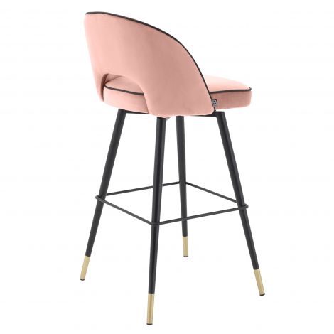 Cliff Bar stool By Eichholtz in Savona Nude reduced  by 30% brass cap on black legs sold in a pair.