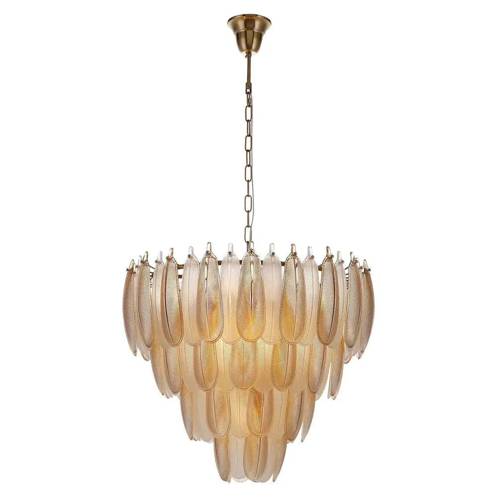 Clodagh Chandelier in white glass and brushed gold