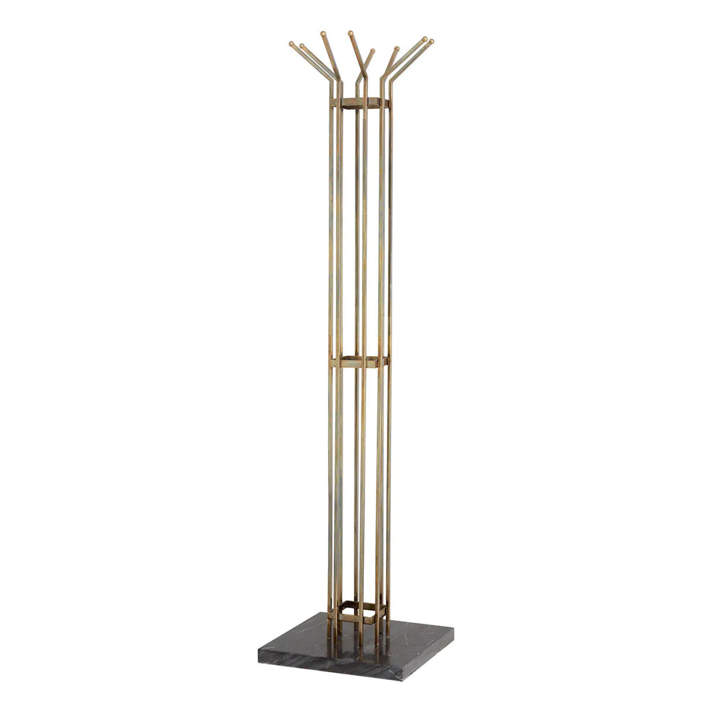 Coat rack Volterra   in Vintage brass with marble base by Eichholtz