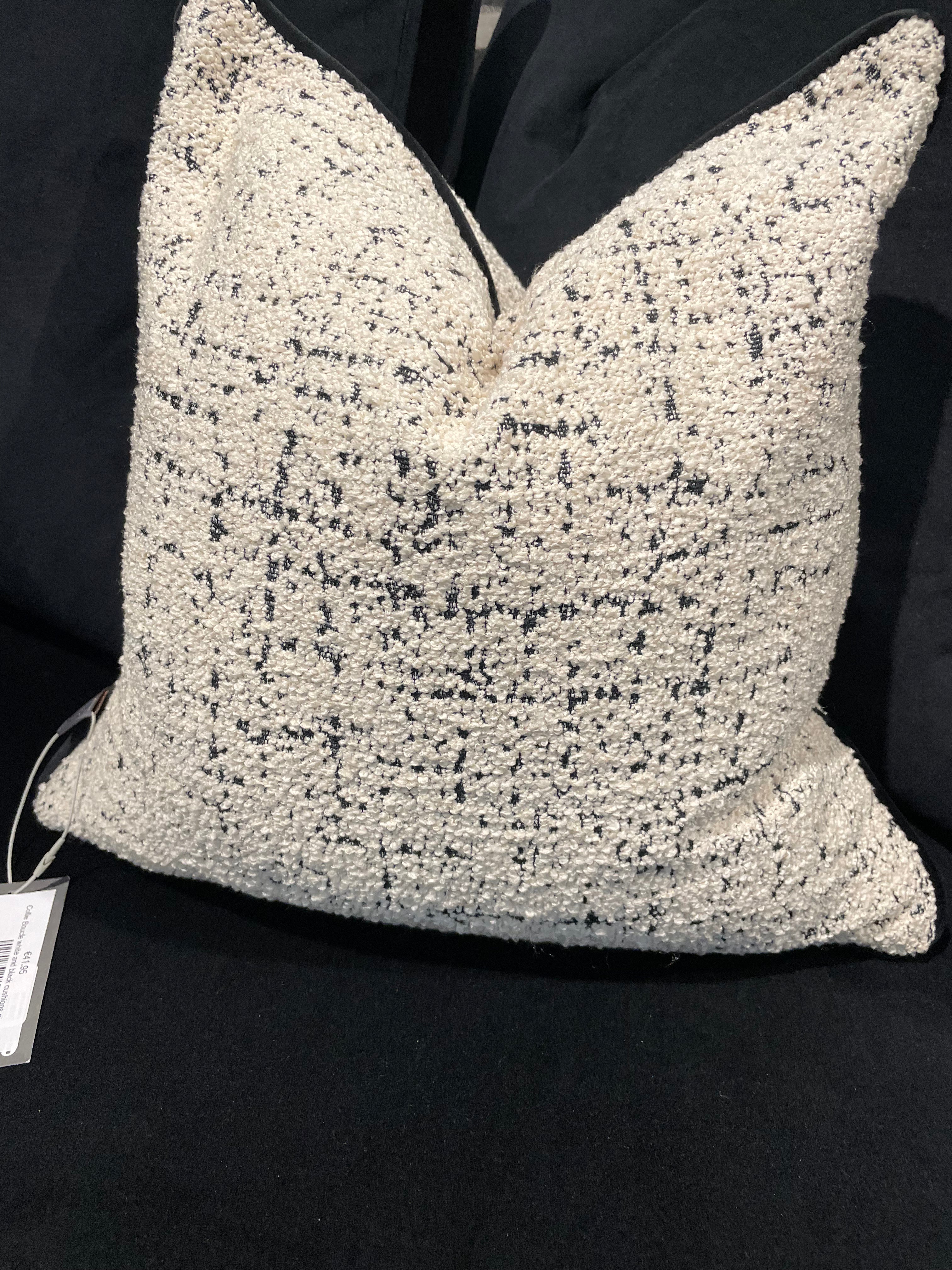 Cocabelle Boucle white and black cushions piped almost half price-Renaissance Design Studio