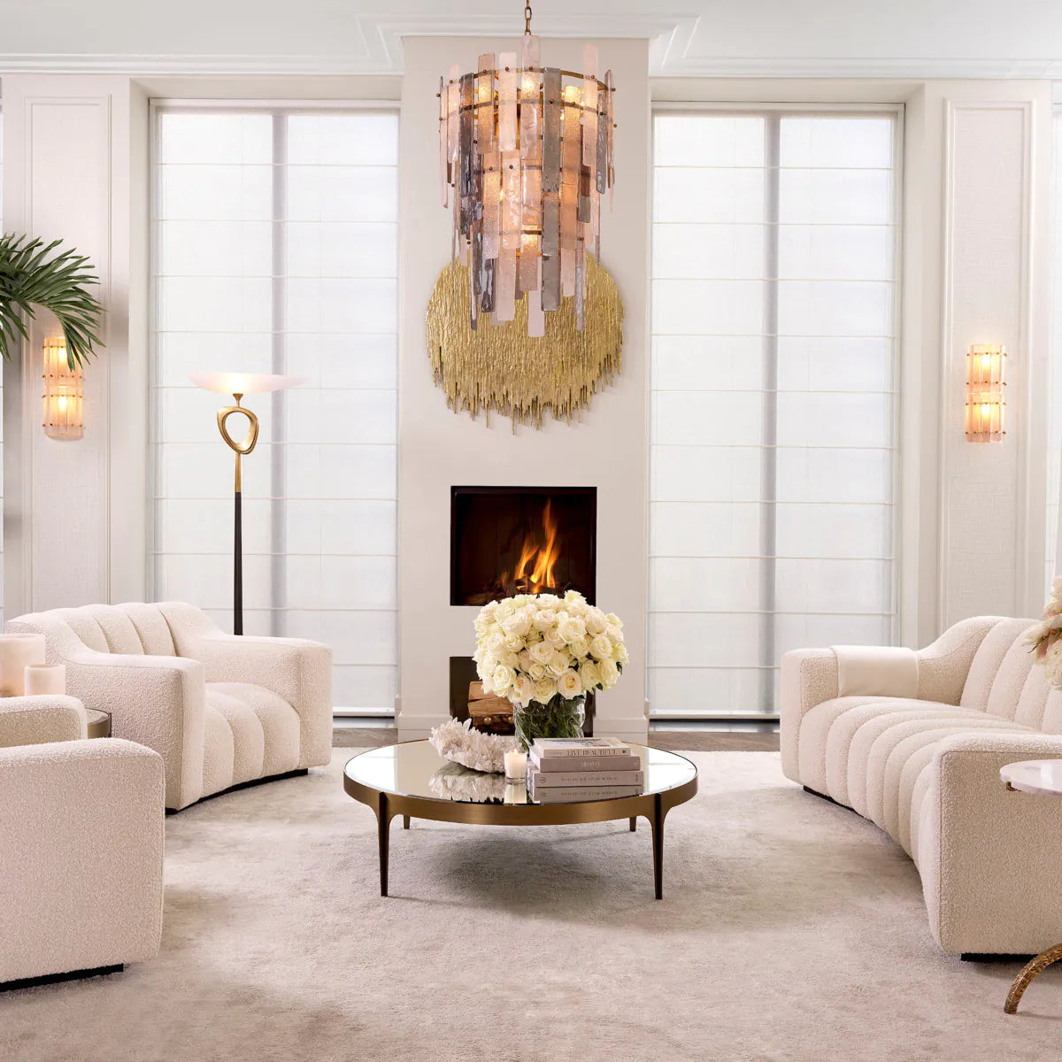 Coffee table Artemis brushed brass large coffee table by Eichholtz-Coffee tables round-Renaissance Design Studio