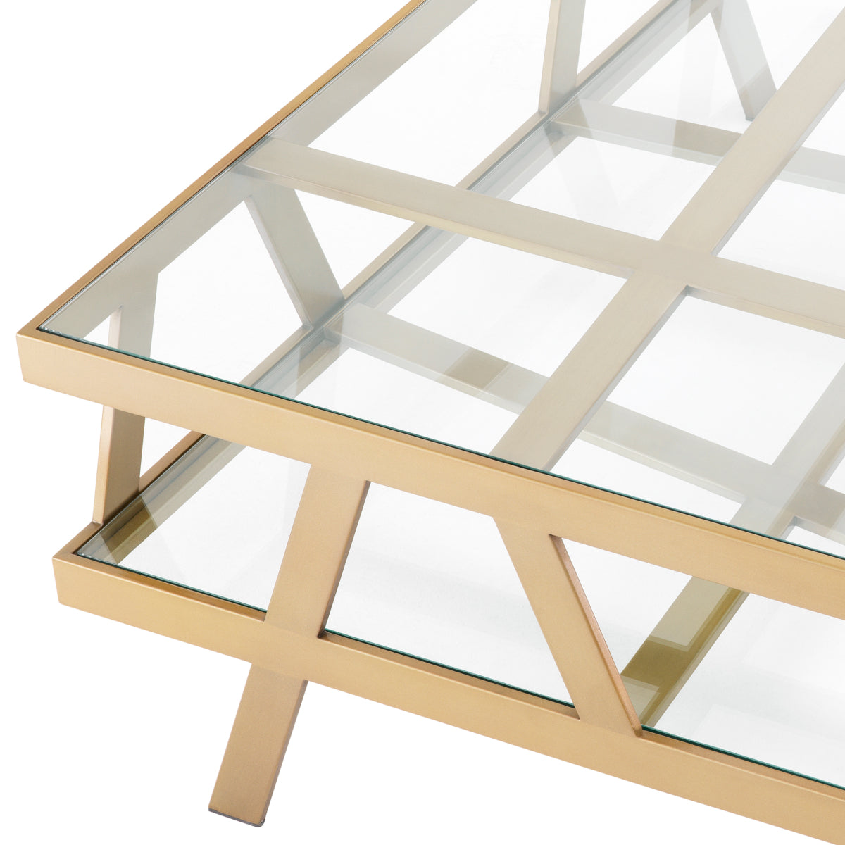 COFFEE TABLE BILLINGHURST SQUARE BRUSHED BRASS by EICHHOLTZ-Renaissance Design Studio