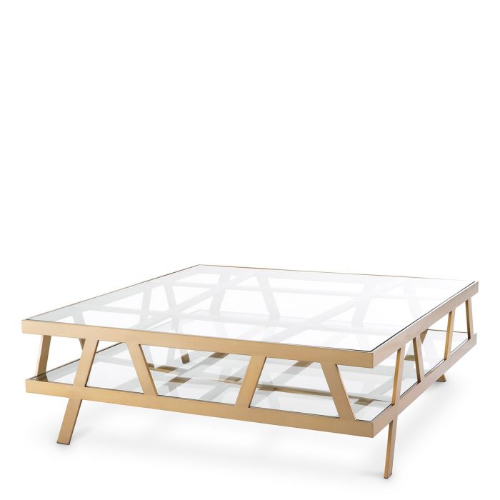 COFFEE TABLE BILLINGHURST SQUARE BRUSHED BRASS by EICHHOLTZ-Renaissance Design Studio