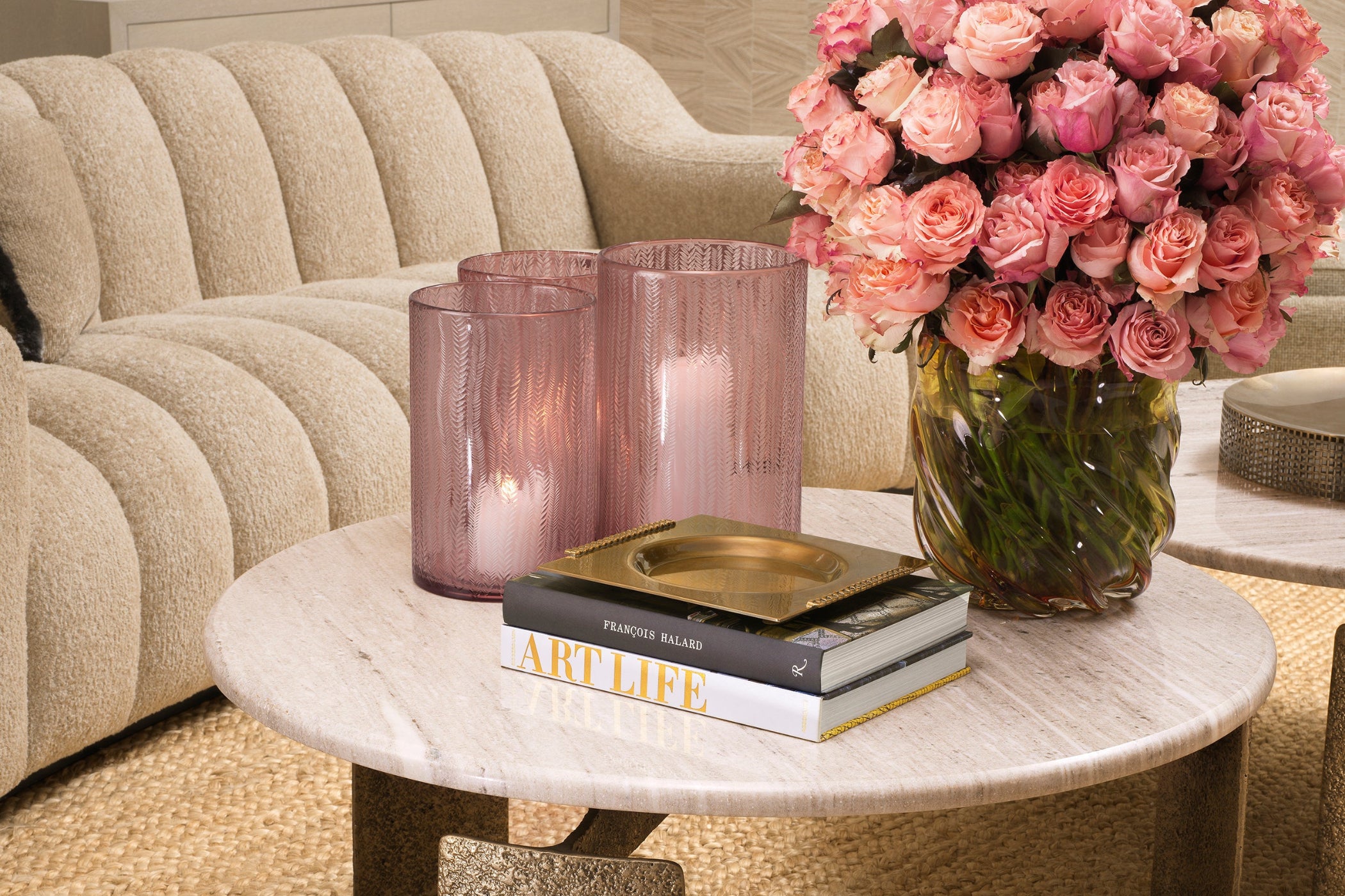 Coffee Table Bodega brass w marble top by Eichholtz-Renaissance Design Studio