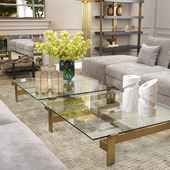 COFFEE TABLE MAXIM BRUSHED BRASS by Eichholtz 1 only ex showroom ( see staff)-Renaissance Design Studio