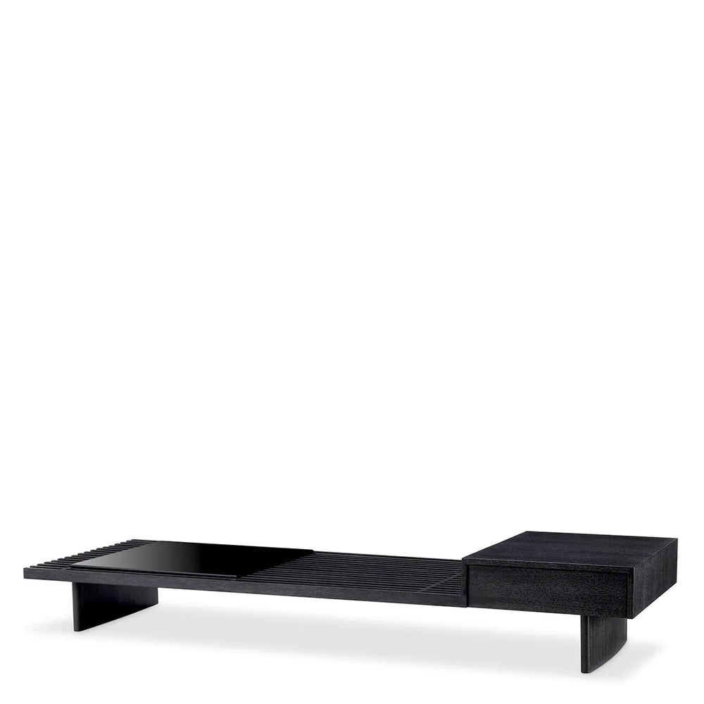 Coffee Table The Crest Charcoal grey oak veneer smoke glass by Eichholtz