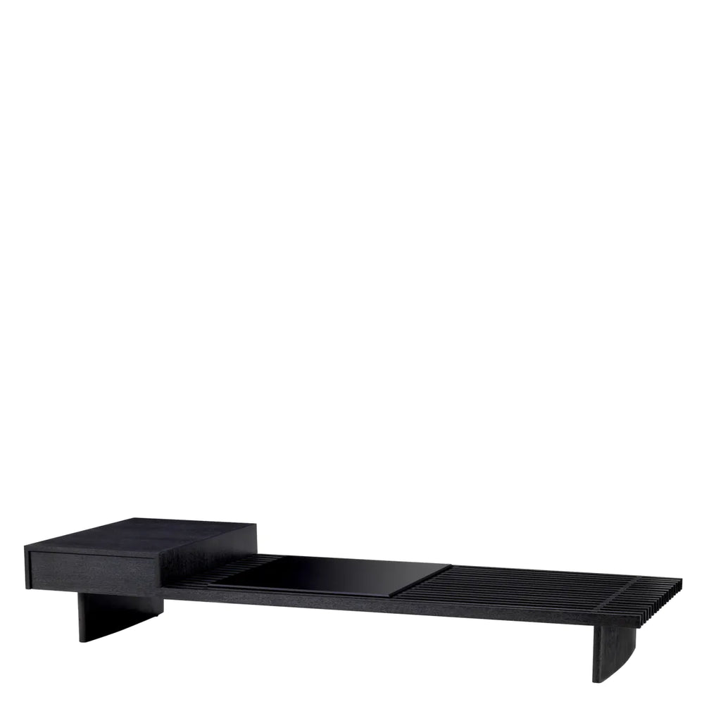 Coffee Table The Crest Charcoal grey oak veneer smoke glass by Eichholtz