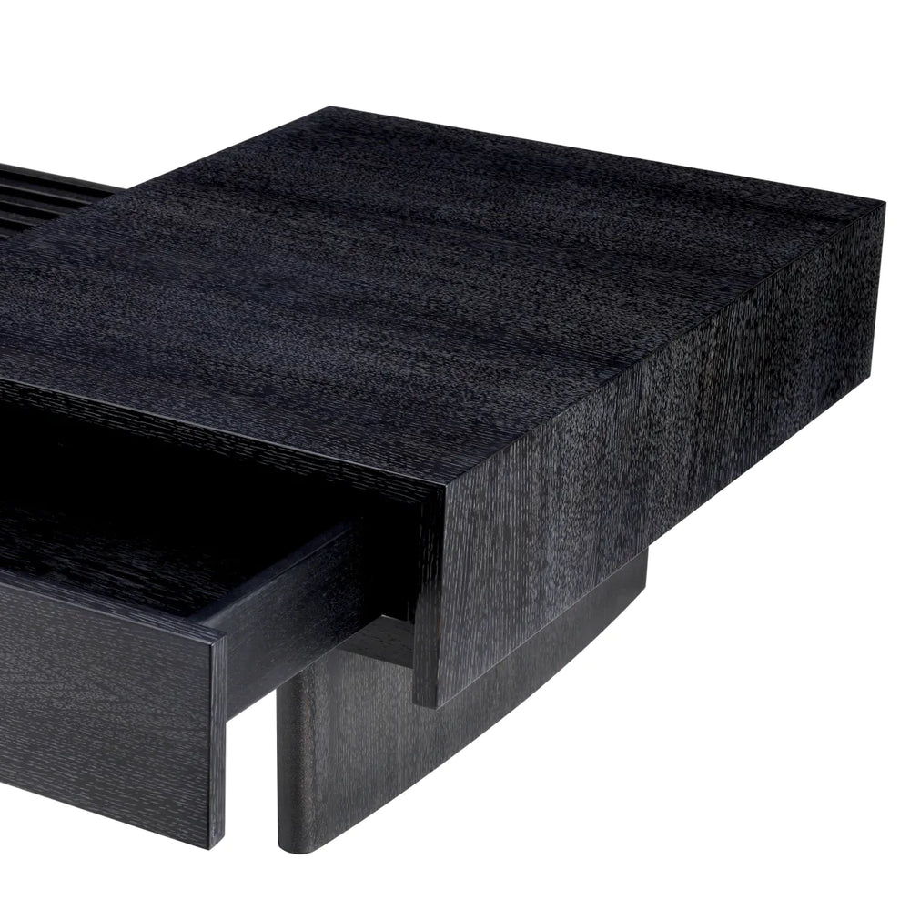Coffee Table The Crest Charcoal grey oak veneer smoke glass by Eichholtz