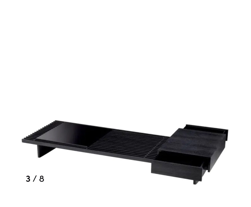 Coffee Table The Crest Charcoal grey oak veneer | smoke glass by Eichholtz