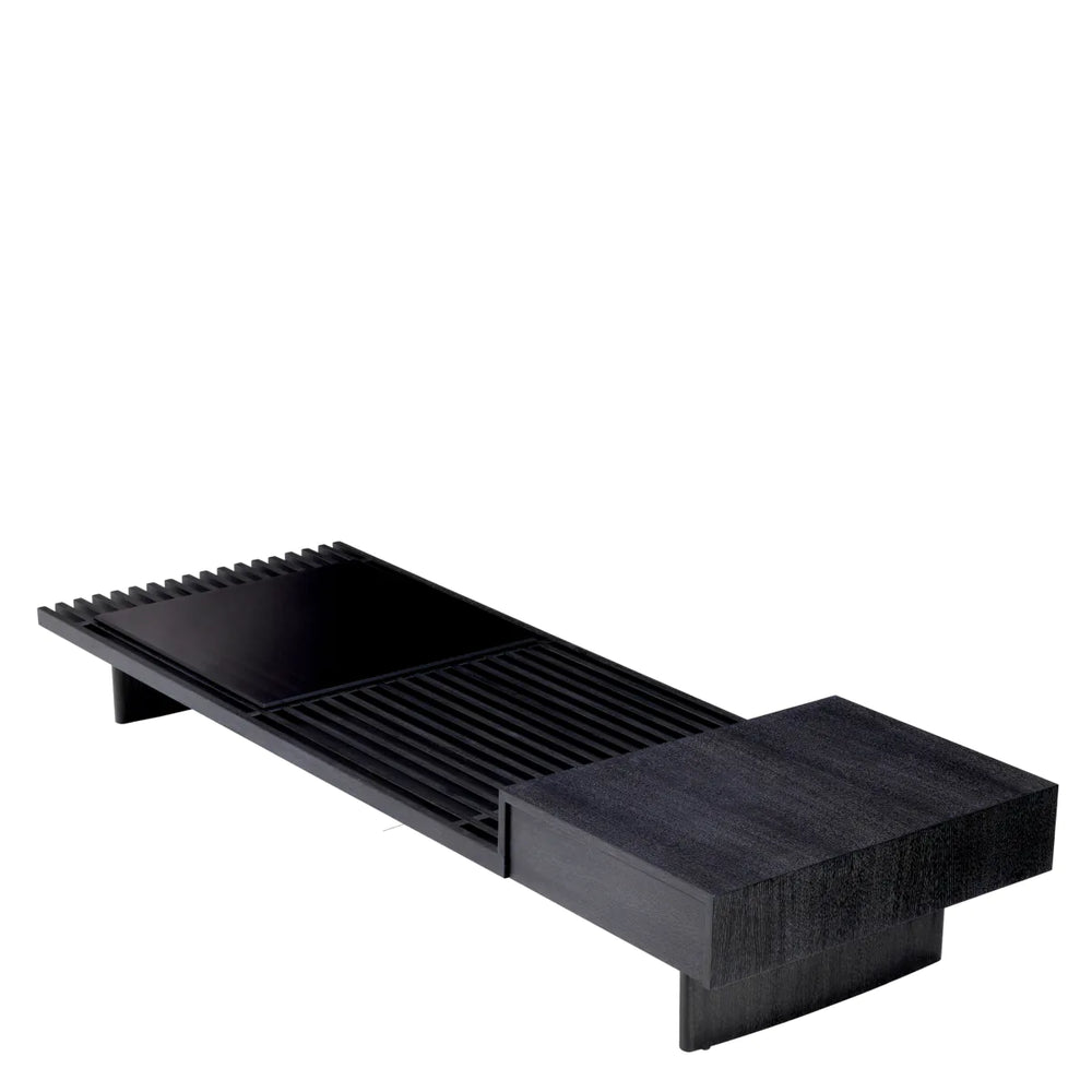 Coffee Table The Crest Charcoal grey oak veneer smoke glass by Eichholtz