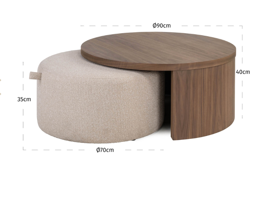 Coffee table Windsor walnut lodge desert fire retardant (Set of 2 pieces)-coffee table set-Renaissance Design Studio