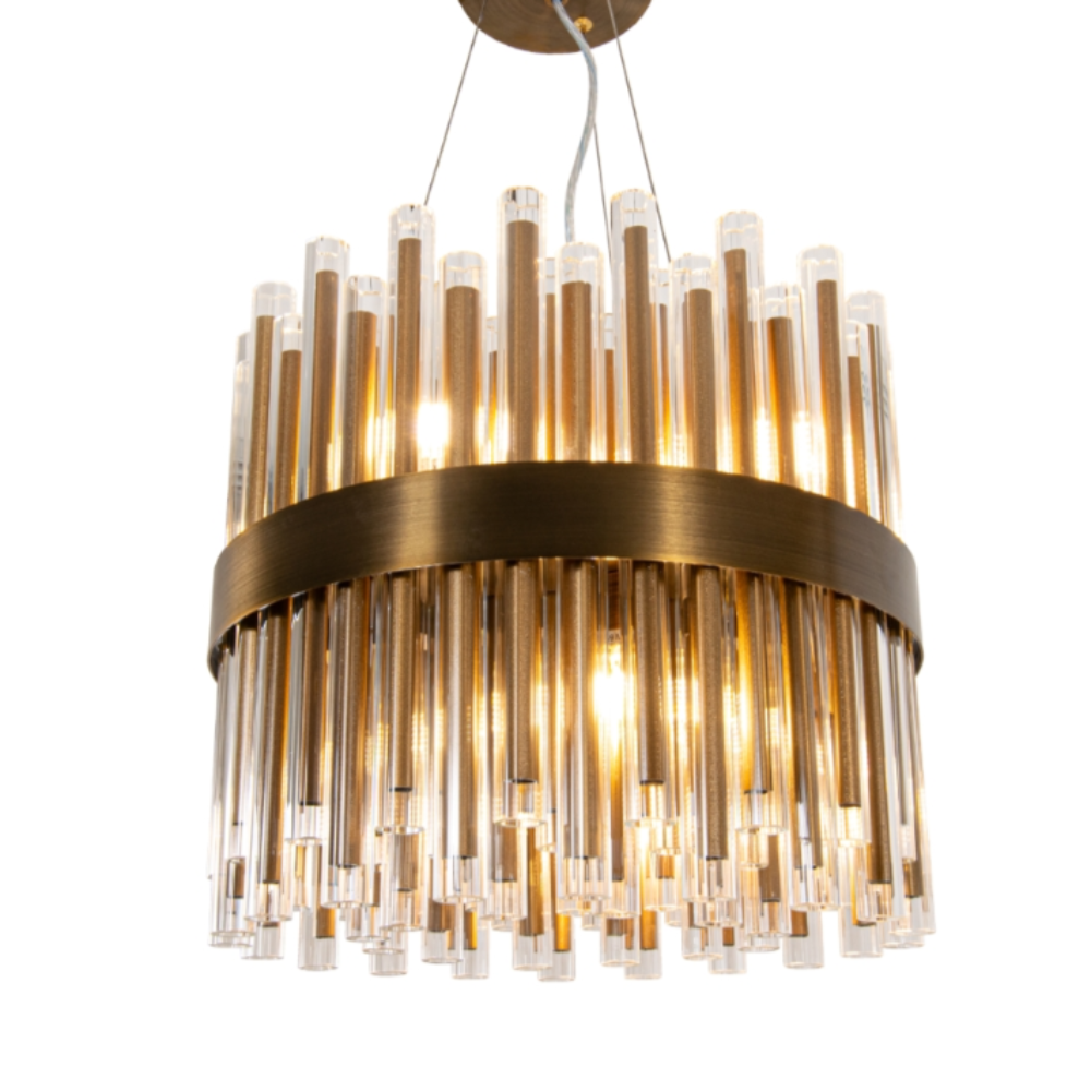 Camden Club 40 cm brushed brass chandelier-Renaissance Design Studio
