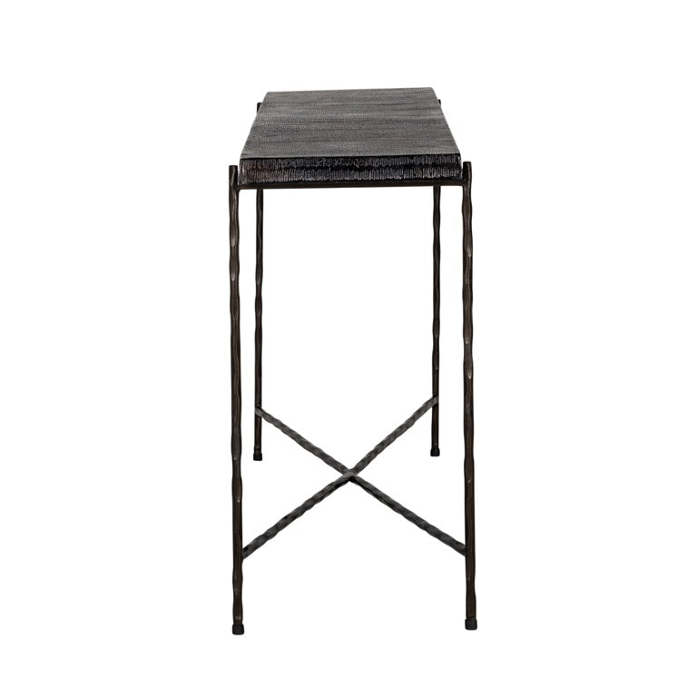 Console Table Ventana Black with distressed style top discontinued-Renaissance Design Studio