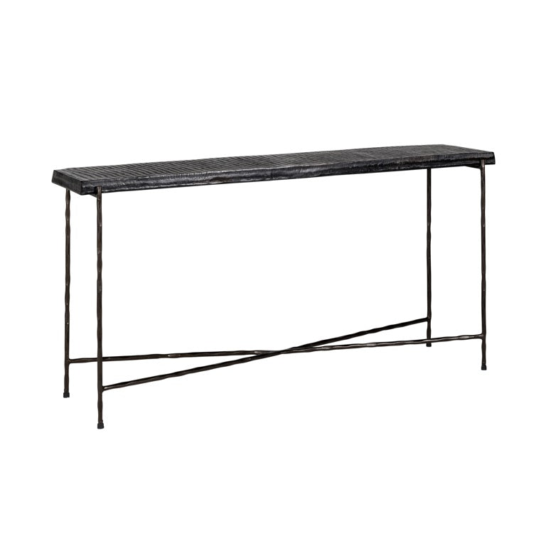 Console Table Ventana Black with distressed style top discontinued-Renaissance Design Studio