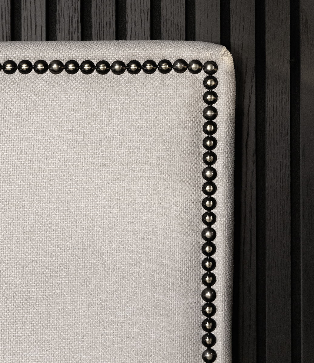 Copenhagen tall upholstered Headboard with stud detail-Renaissance Design Studio