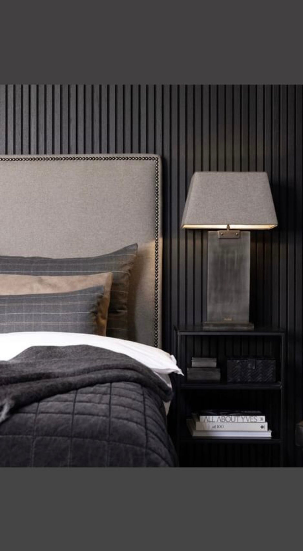 Copenhagen tall upholstered Headboard with stud detail-Renaissance Design Studio