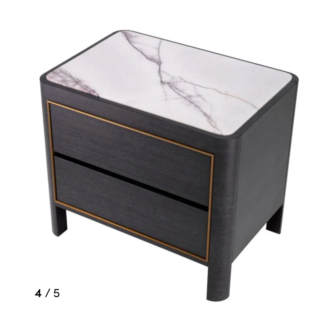 Corazon charcoal grey bianco lilac marble Nightstand by Eichholtz-Renaissance Design Studio