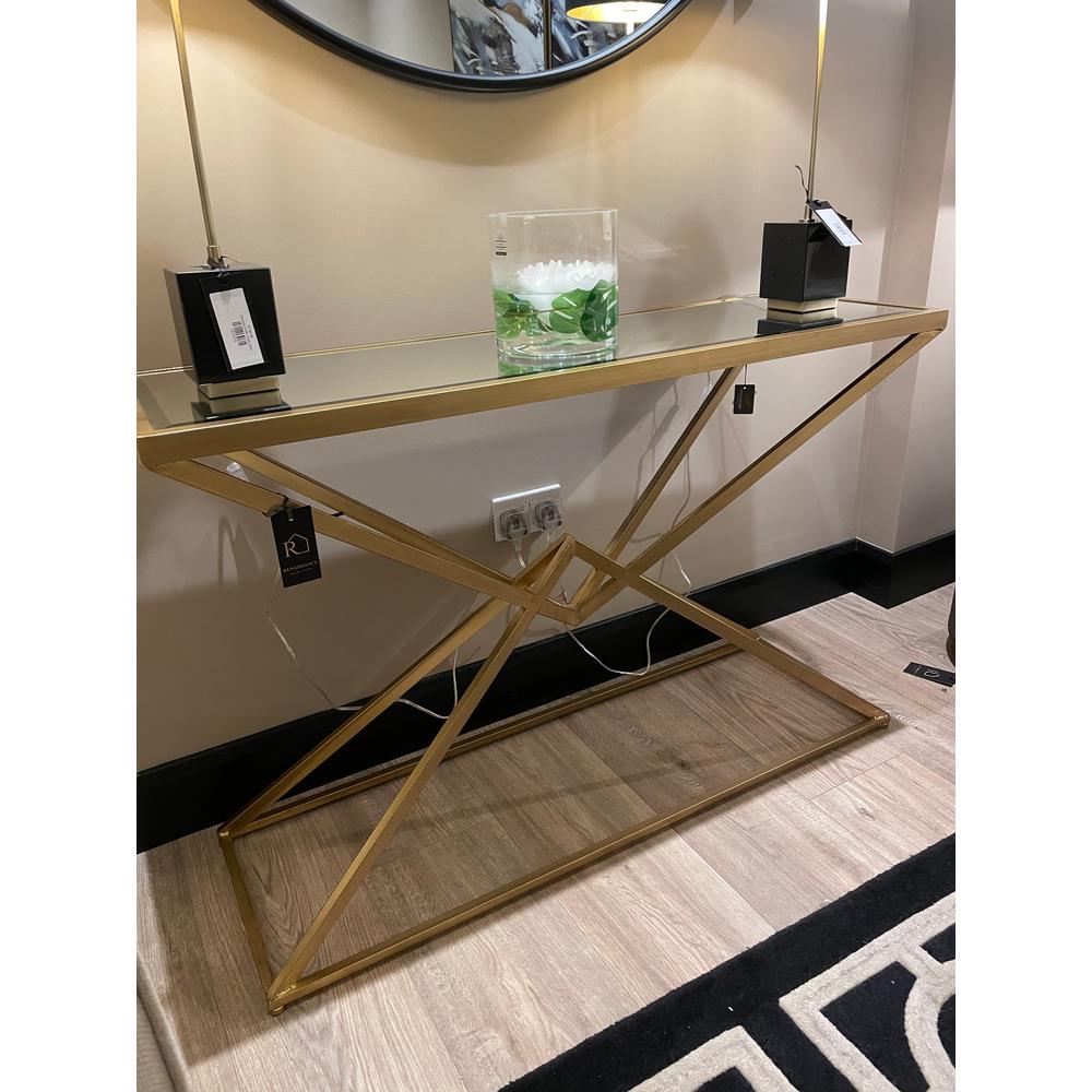 Corset Console Table in antiqued brushed Brushed Gold 100 cm-Renaissance Design Studio