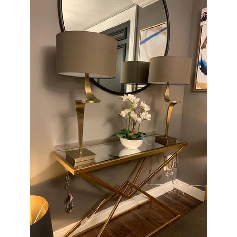 Corset Console Table in antiqued brushed Brushed Gold 100 cm-Renaissance Design Studio