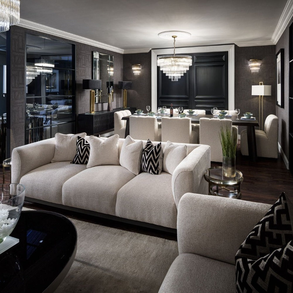Corso Off White Designer Sofa By Eichholtz In Stunning Lyssa Fabric-Renaissance Design Studio
