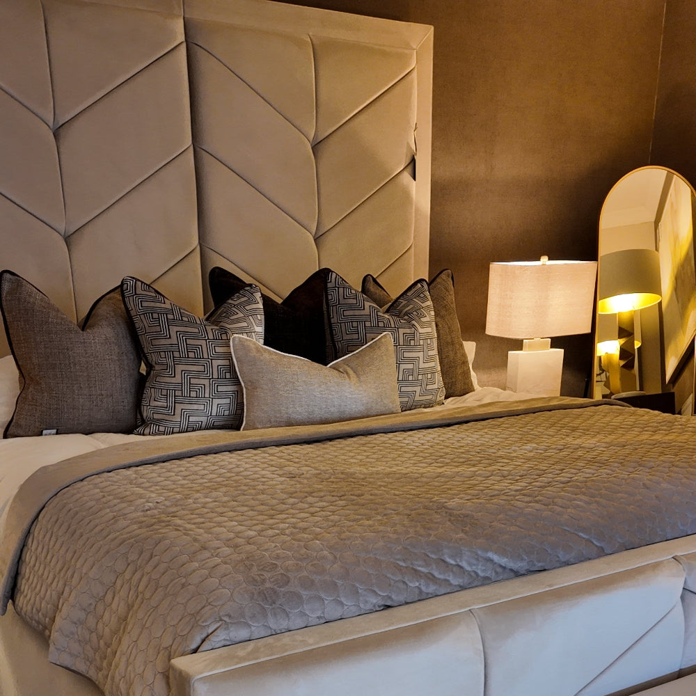 Custom made Chevron Bed with High Headboard-Renaissance Design Studio