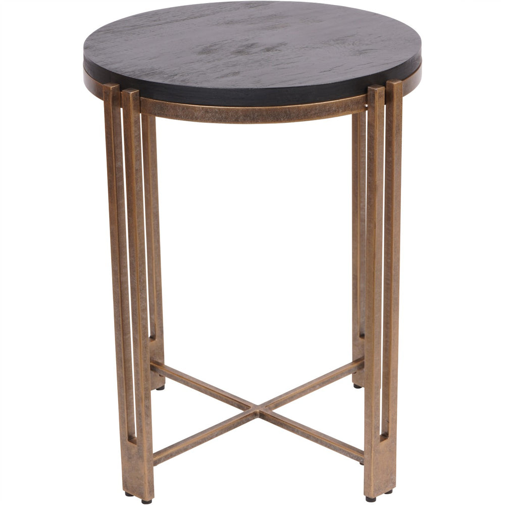Darby  Black Sandblasted Wood and Champagne Frame Console Table