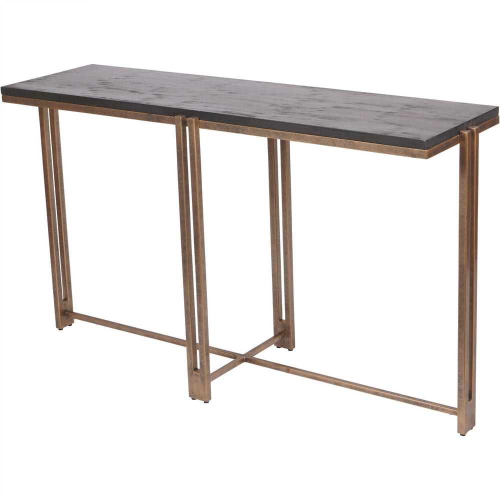 Darby  Black Sandblasted Wood and Champagne Frame Console Table