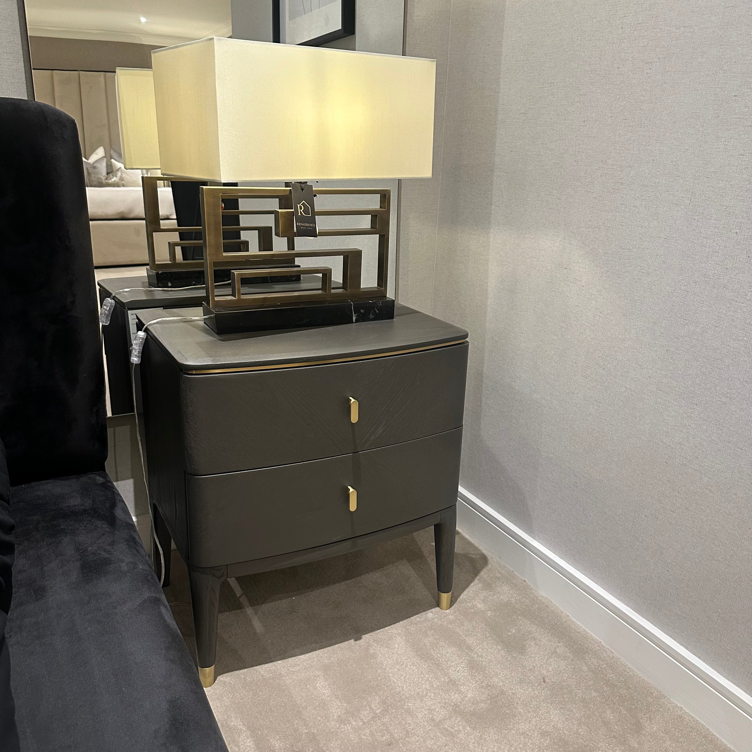 Darcy 2 Drawer Luxury Bedside Cabinet Reduced Price-Renaissance Design Studio