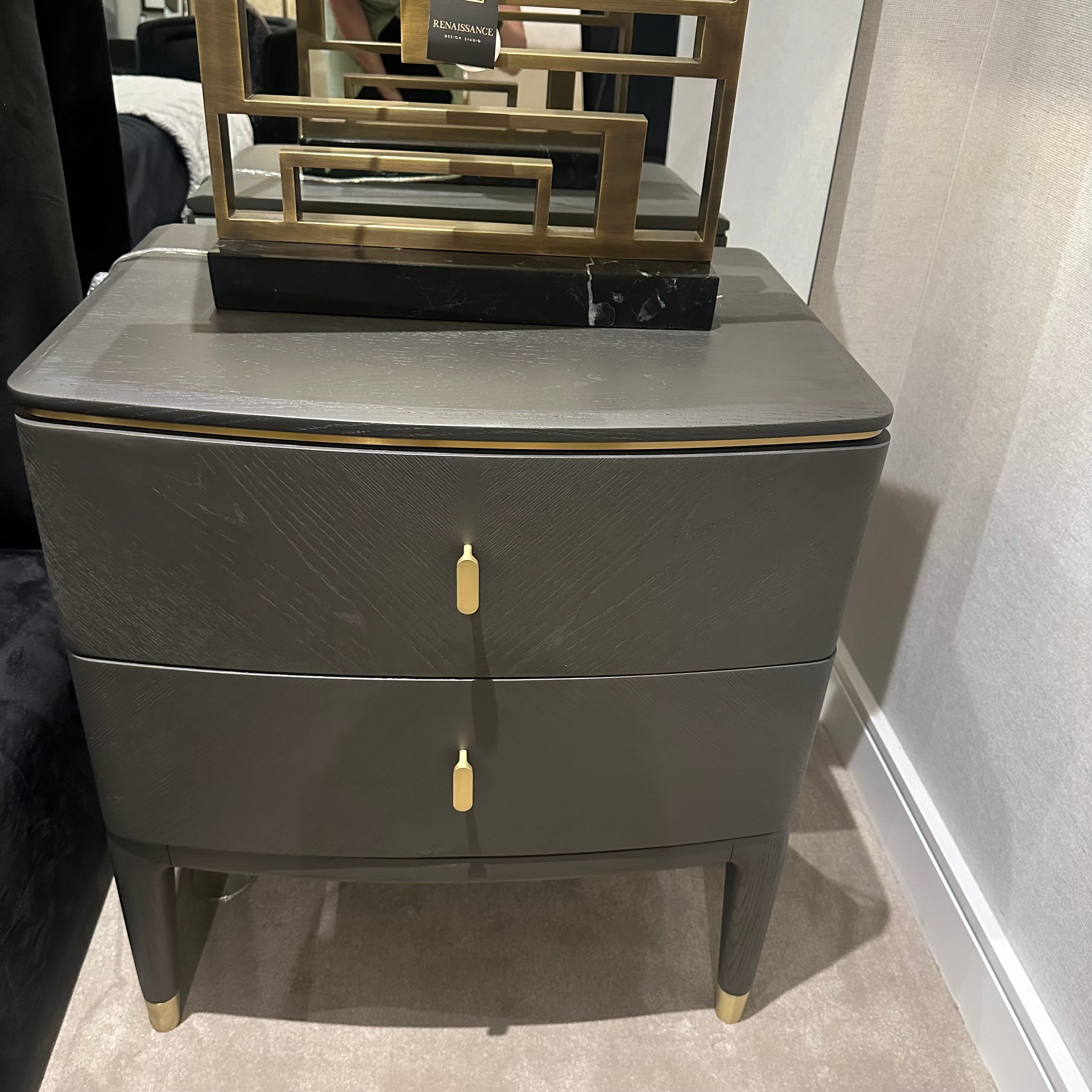 Darcy 2 Drawer Luxury Bedside Cabinet Reduced Price-Renaissance Design Studio