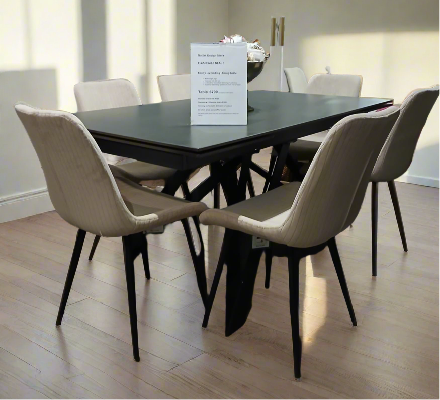 Darrell fabric dining chair in natural stone colour