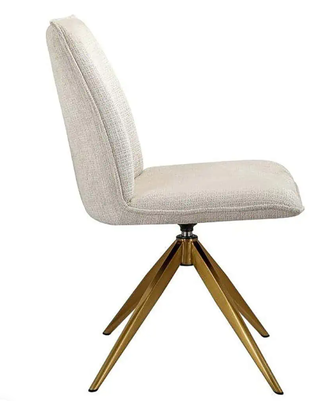 Davina Swivel Dining Chair in Beige chenille