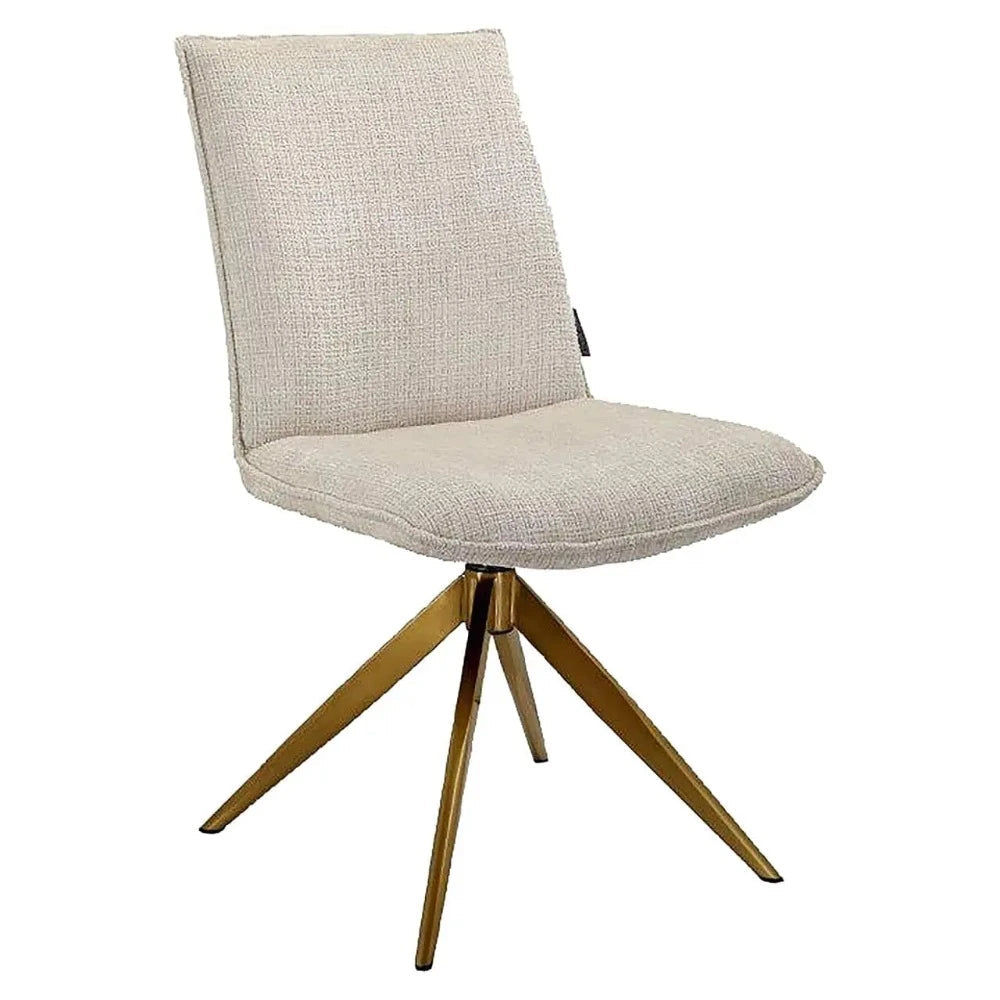 Davina Swivel Dining Chair in Beige chenille