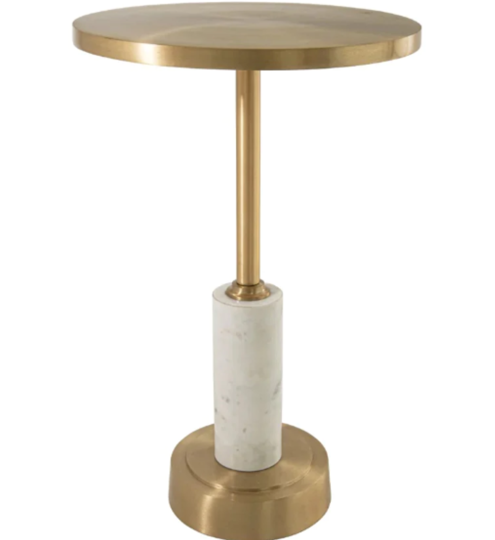 Deirdre round Side Table white and gold-side table-Renaissance Design Studio