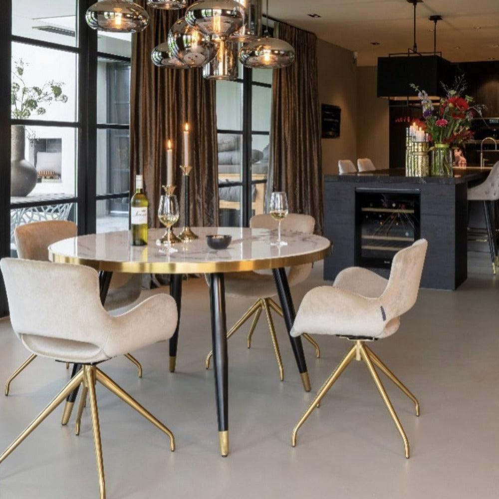 Delphine Round Marble style top Dining Table-Renaissance Design Studio