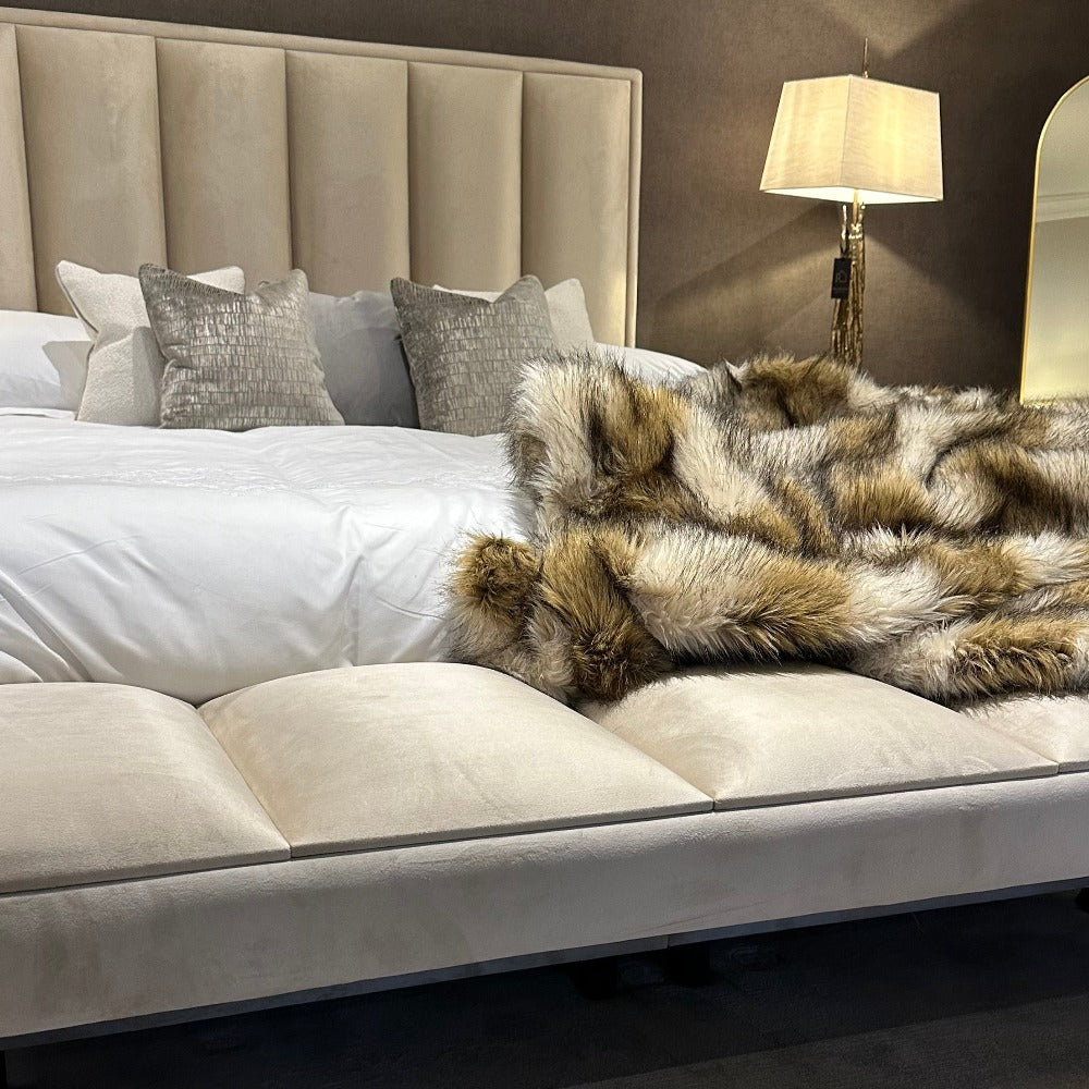 Delta Ottoman gas lift luxury Bed in Cream velvet