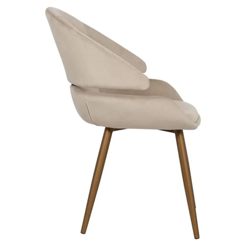 Denny Khaki Dining Chair. Chair Denny khaki velvet (set of 2)-dining chairs-Renaissance Design Studio