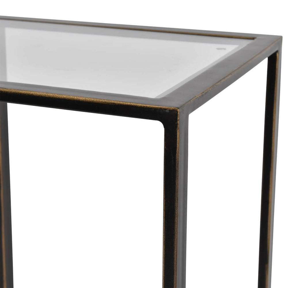 Delaney Gilded Bronze Metal and Glass Console Table