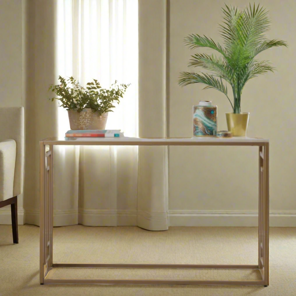 Dillon console table  in gold and cream marble look REDUCED TODAY !  FLASH SALE