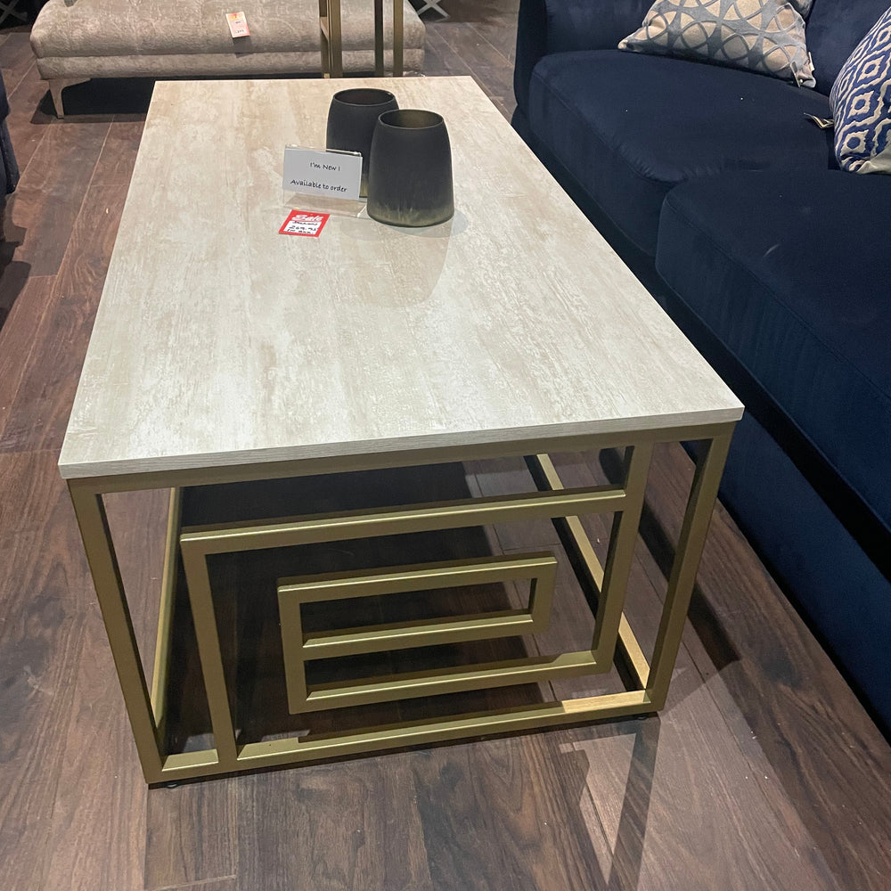 Dillon Cream and gold Coffee Table. Marble look Special purchase offer.