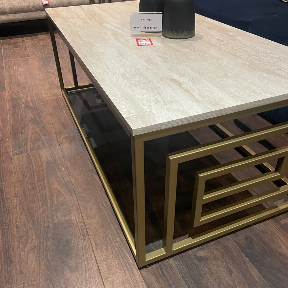 Dillon Cream and gold Coffee Table. Marble look Special purchase offer.