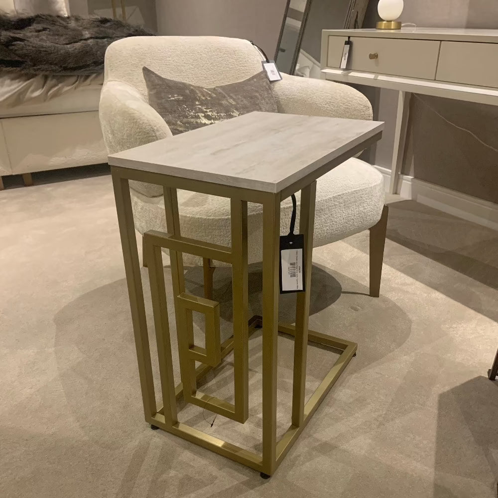 Dillon gold and cream sofa table special purchase offer in box format