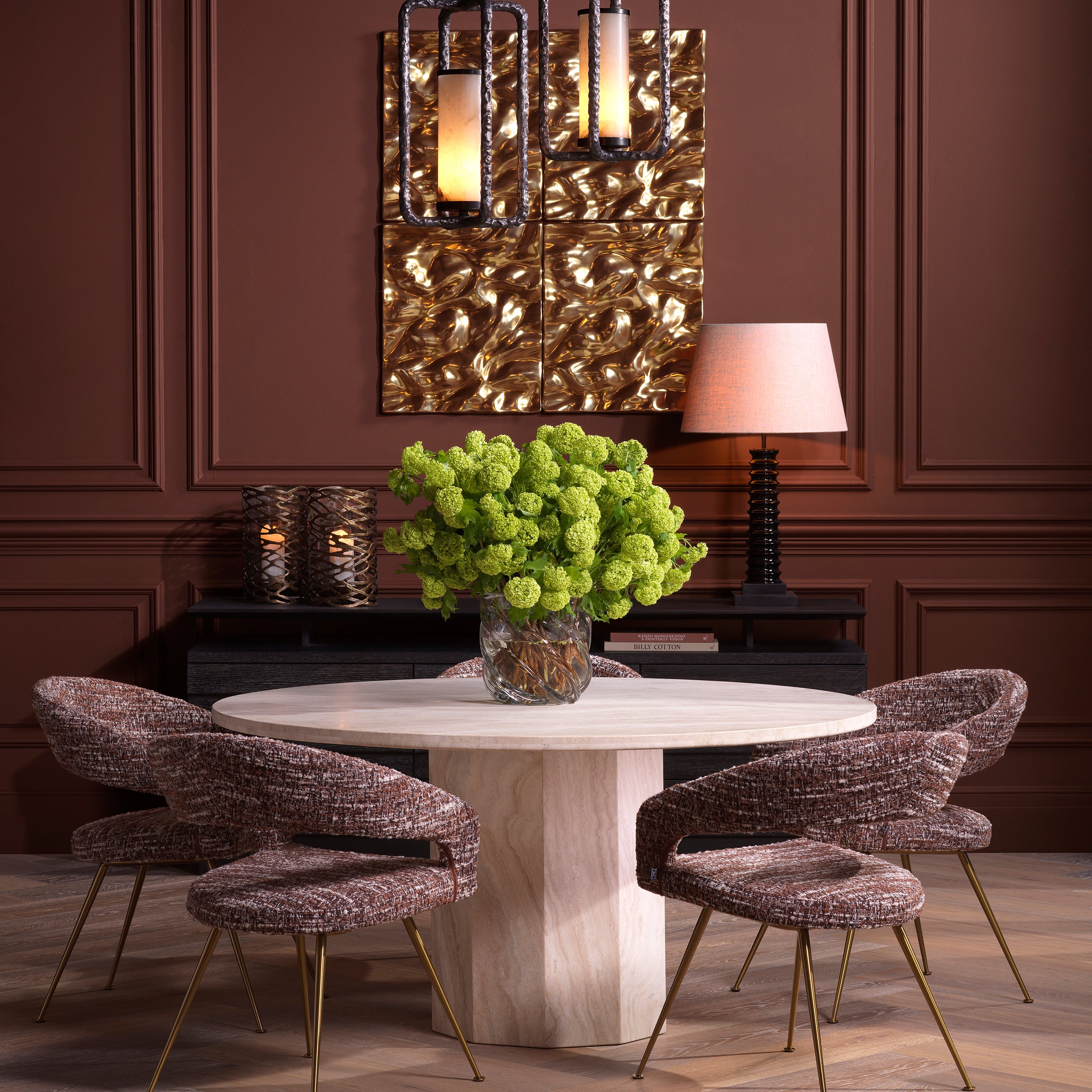 Dining Table Florence In Travertine marble by Eichholtz Ex showroom Save 27%-dining table-Renaissance Design Studio
