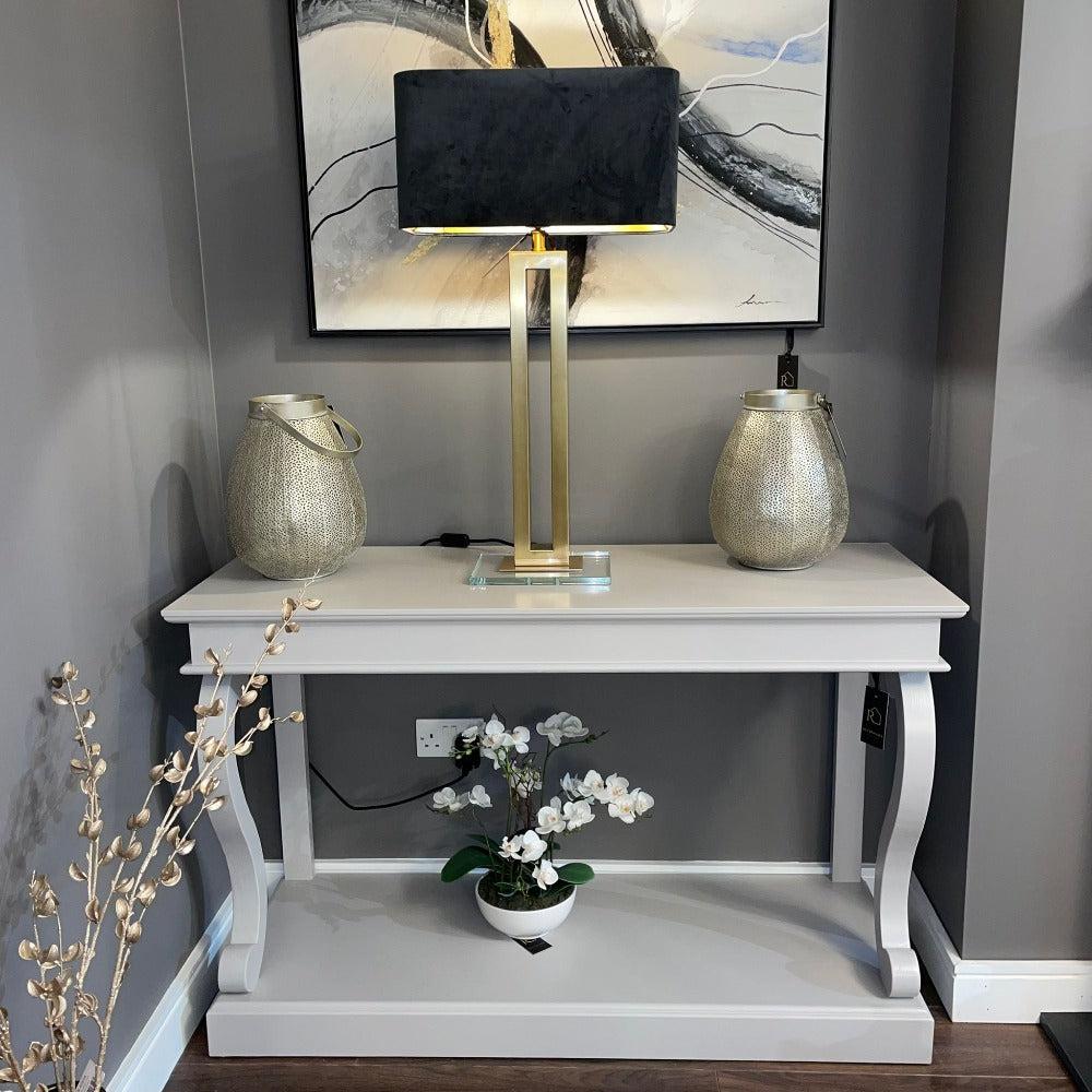 Dione scroll Console Table in various bespoke options made to order. Drawer option