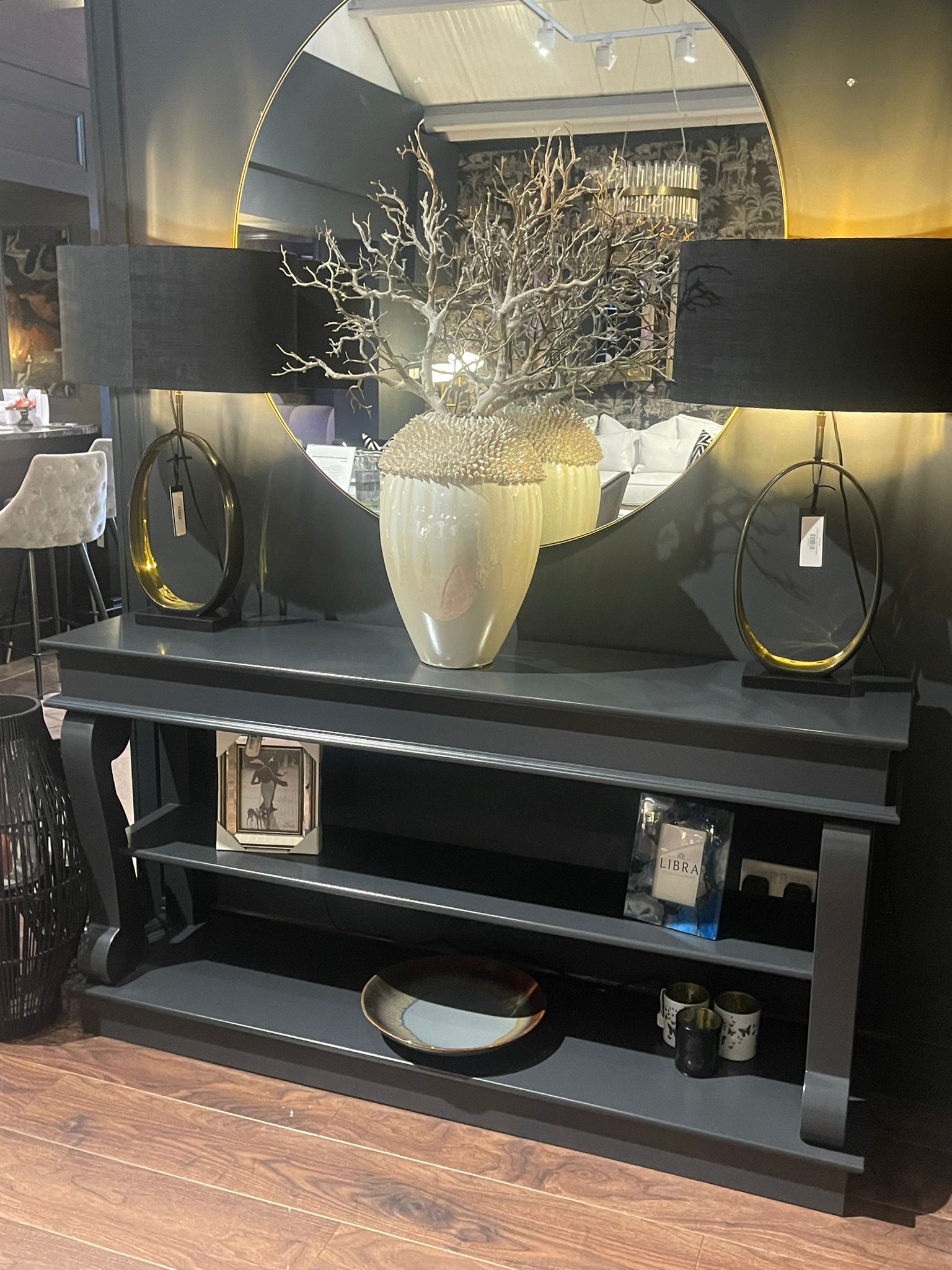 Dione scroll Console Table with shelf in various bespoke options-Renaissance Design Studio