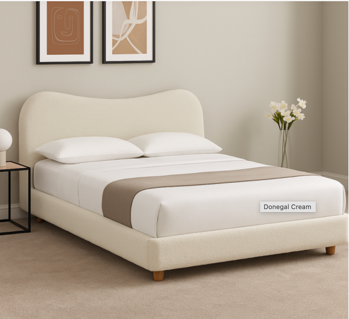 Donny bed in King size cream fabric-bed-Renaissance Design Studio