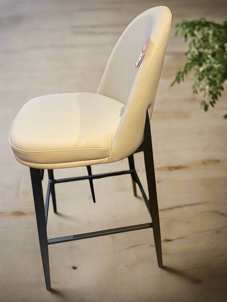 Duke counter bar stools with taupe faux leather available in set of 3 at reduced price sooo comfy-Renaissance Design Studio